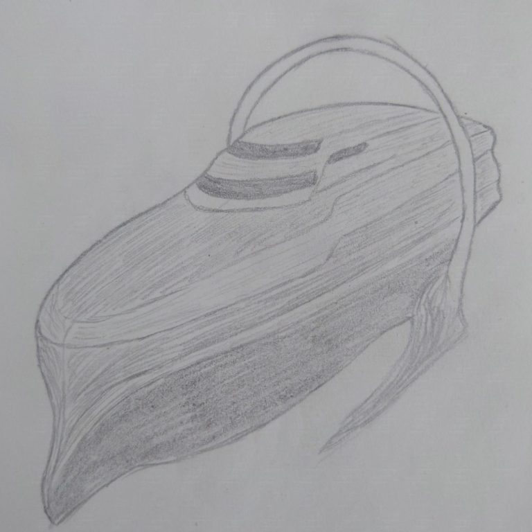 a sketch upon the final design of the Horizon spaceship is based upon