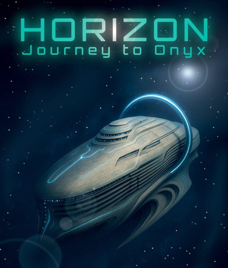 Science fiction spaceship Horizon travelling through space